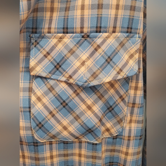 Daisy Street Oversized Orange & Blue Plaid Shirt with Chest Pockets - Picture 5 of 6